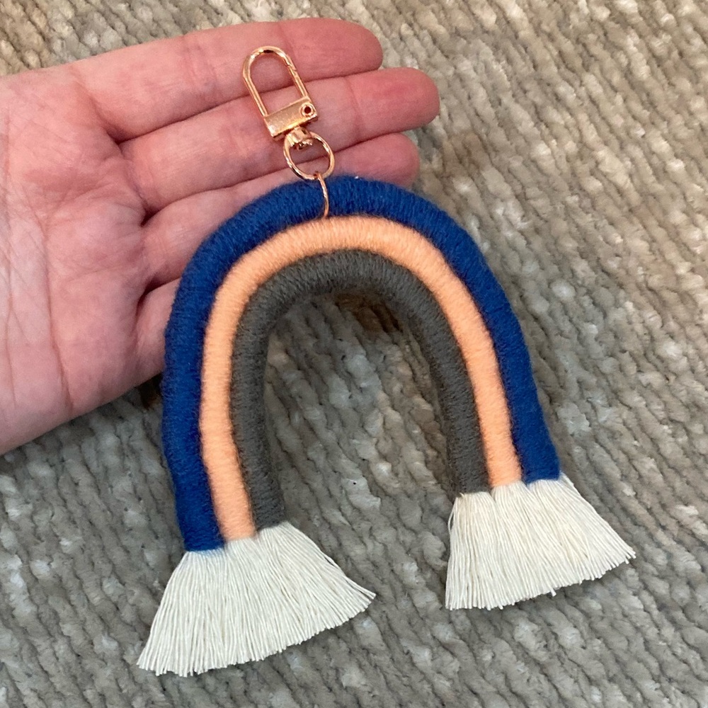 Boho Macrame Rainbow Keychain / Purse Charm/ Tassel